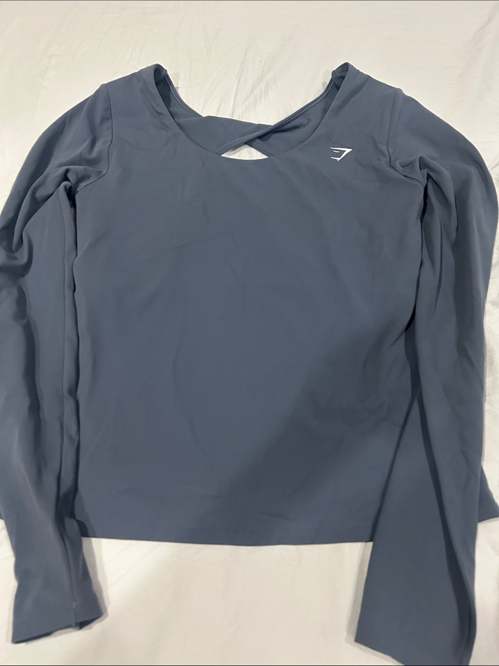 Gymshark Twist Long Sleeve Cross-Back Top in Slate Blue
